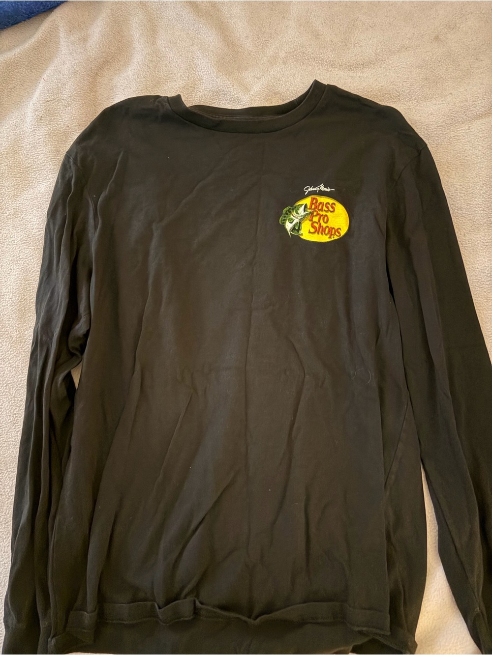 Bass Pro Shops Black Long-Sleeve Tee with Yellow Logo